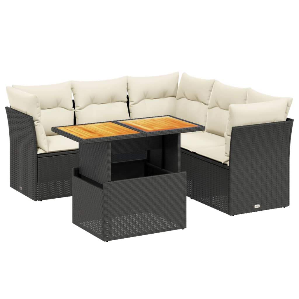 Set Divani da Giardino 5 pz con Cuscini in Polyrattan Nero - homemem39
