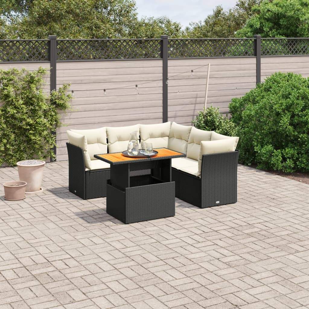 Set Divani da Giardino 5 pz con Cuscini in Polyrattan Nero - homemem39