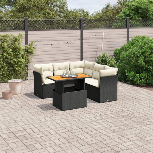 Set Divani da Giardino 5 pz con Cuscini in Polyrattan Nero - homemem39