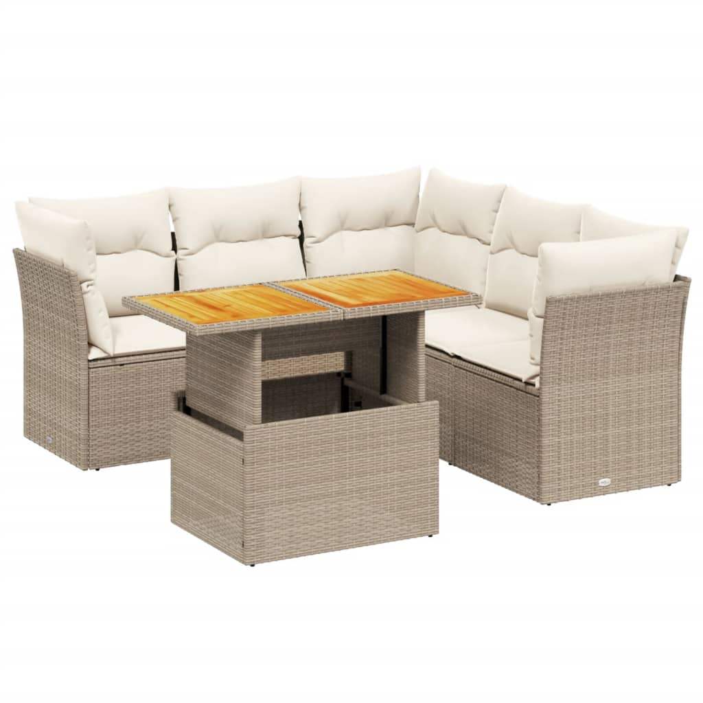 Set Divano da Giardino 5 pz con Cuscini Beige in Polyrattan - homemem39
