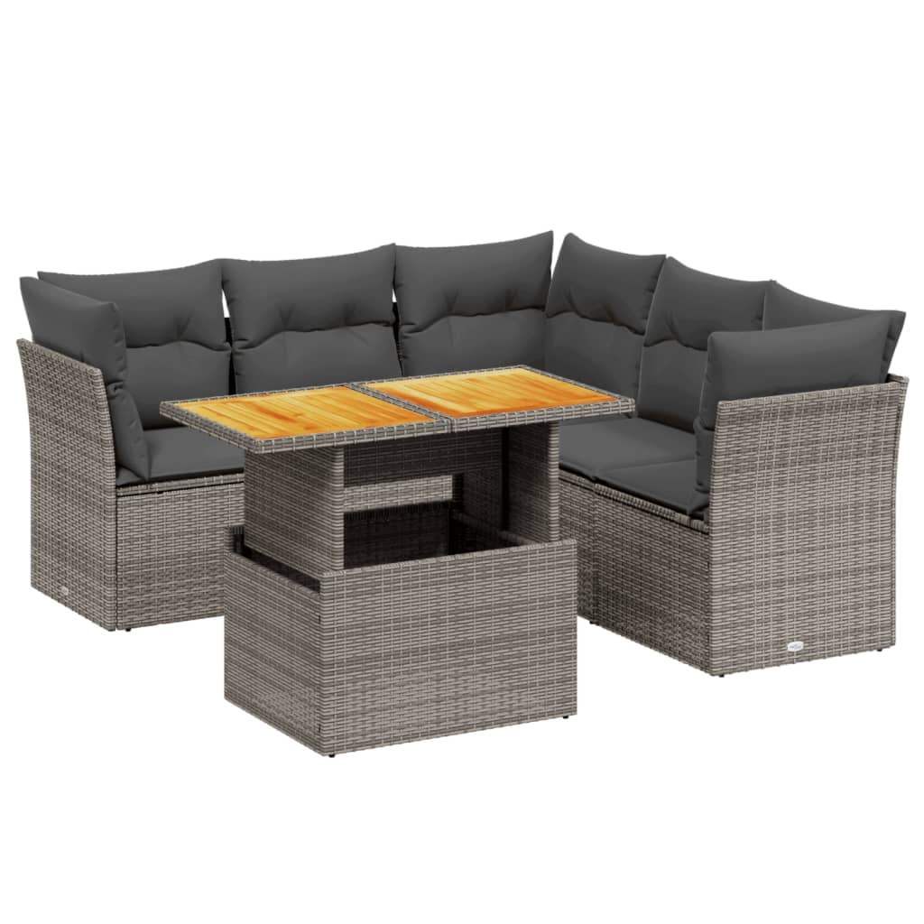 Set Divano da Giardino 5 pz con Cuscini Grigio in Polyrattan - homemem39