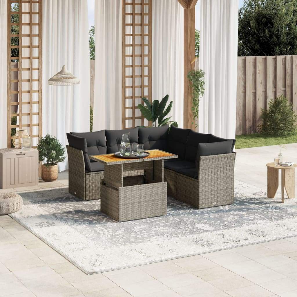Set Divano da Giardino 5 pz con Cuscini Grigio in Polyrattan - homemem39
