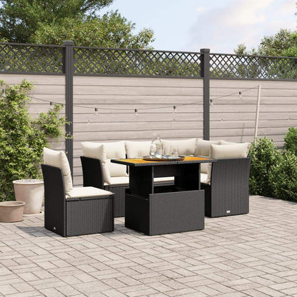Set Divani da Giardino 5 pz con Cuscini in Polyrattan Nero - homemem39