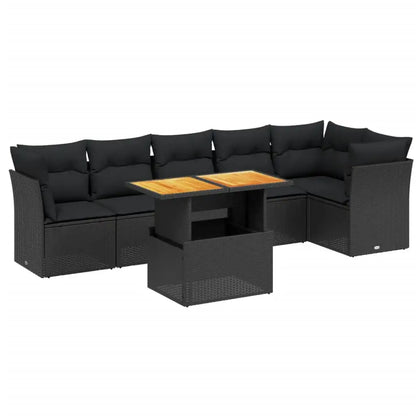 Set Divani da Giardino con Cuscini 7pz Nero Polyrattan - homemem39