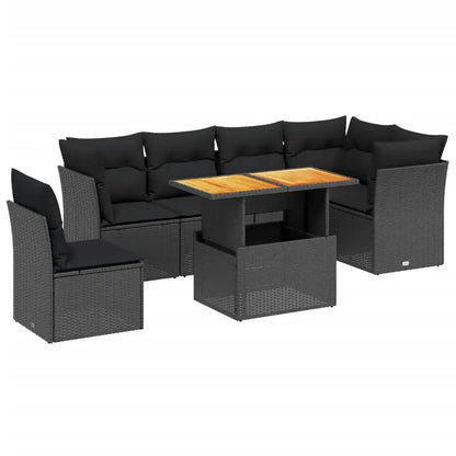 Set Divani da Giardino con Cuscini 7pz Nero Polyrattan - homemem39
