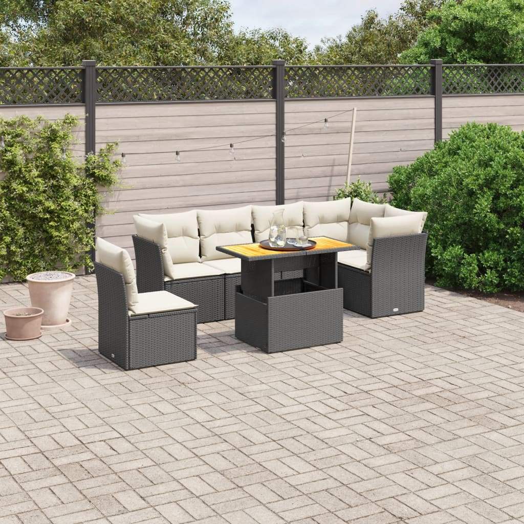 Set Divani da Giardino con Cuscini 7pz Nero Polyrattan - homemem39