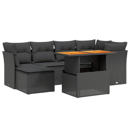 Set Divani da Giardino con Cuscini 7pz Nero Polyrattan - homemem39