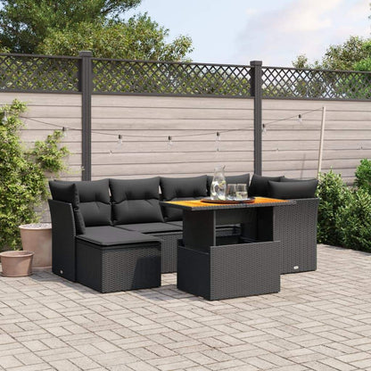 Set Divani da Giardino con Cuscini 7pz Nero Polyrattan - homemem39