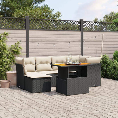 Set Divani da Giardino con Cuscini 7pz Nero Polyrattan - homemem39