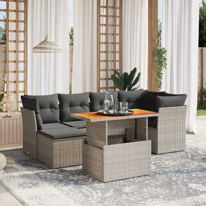 Set Divani da Giardino 7 pz con Cuscini Grigio in Polyrattan - homemem39
