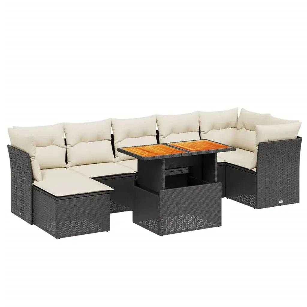 Set Divani da Giardino con Cuscini 8 pz Nero in Polyrattan - homemem39