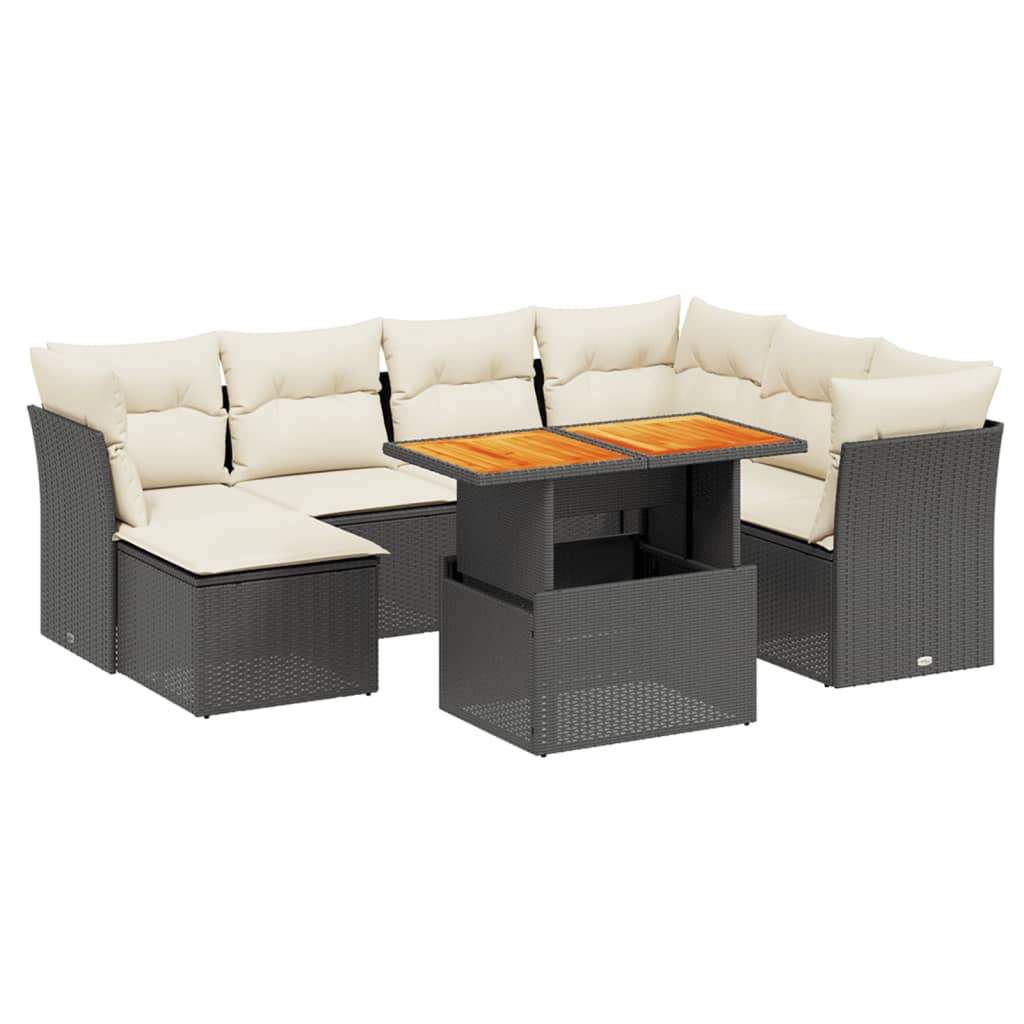 Set Divani da Giardino con Cuscini 8 pz Nero in Polyrattan - homemem39
