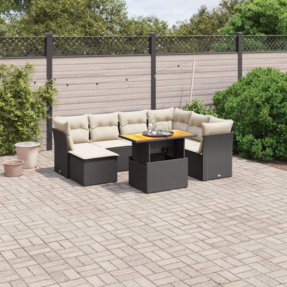Set Divani da Giardino con Cuscini 8 pz Nero in Polyrattan - homemem39