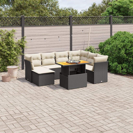 Set Divani da Giardino con Cuscini 8 pz Nero in Polyrattan - homemem39