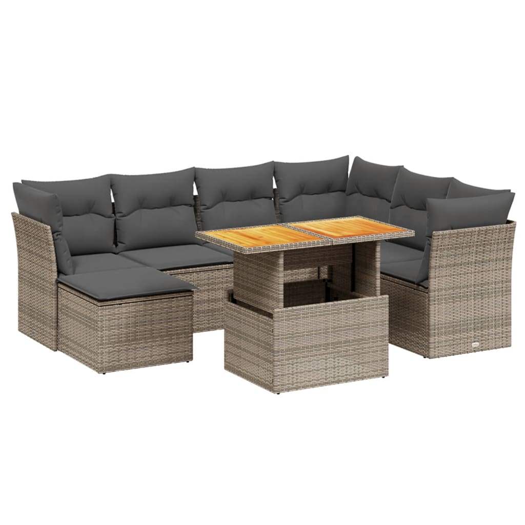 Set Divano da Giardino 8 pz con Cuscini Grigio in Polyrattan - homemem39