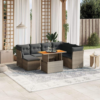 Set Divano da Giardino 8 pz con Cuscini Grigio in Polyrattan - homemem39