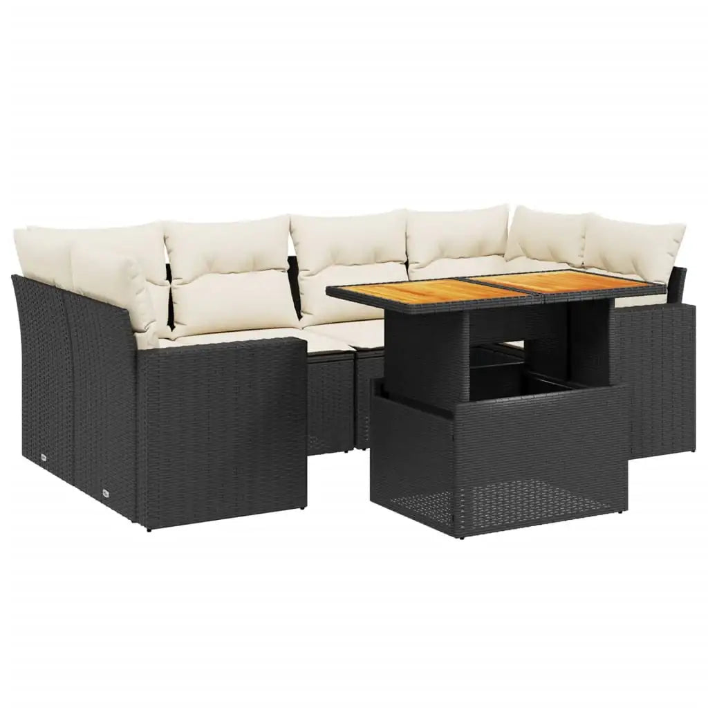 Set Divani da Giardino con Cuscini 7pz Nero Polyrattan - homemem39