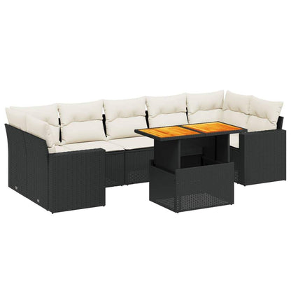 Set Divani da Giardino con Cuscini 8 pz Nero in Polyrattan - homemem39