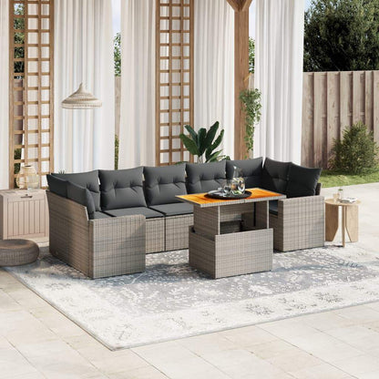 Set Divano da Giardino 8 pz con Cuscini Grigio in Polyrattan - homemem39