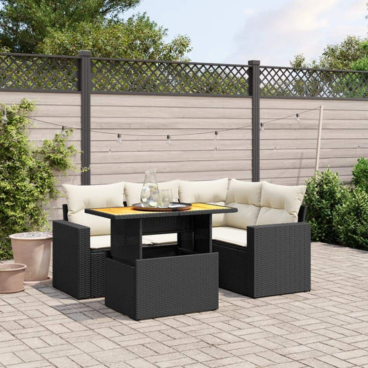 Set Divani da Giardino 5 pz con Cuscini in Polyrattan Nero - homemem39