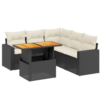 Set Divano da Giardino 6 pz con Cuscini Nero in Polyrattan - homemem39