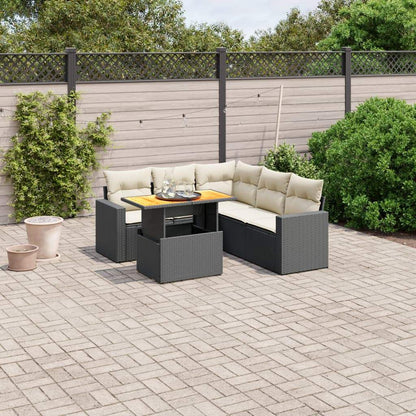 Set Divano da Giardino 6 pz con Cuscini Nero in Polyrattan - homemem39