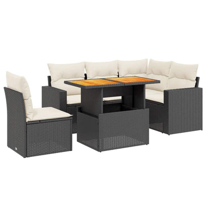 Set Divano da Giardino 6 pz con Cuscini Nero in Polyrattan - homemem39