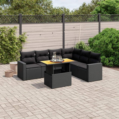 Set Divani da Giardino con Cuscini 7pz Nero Polyrattan - homemem39