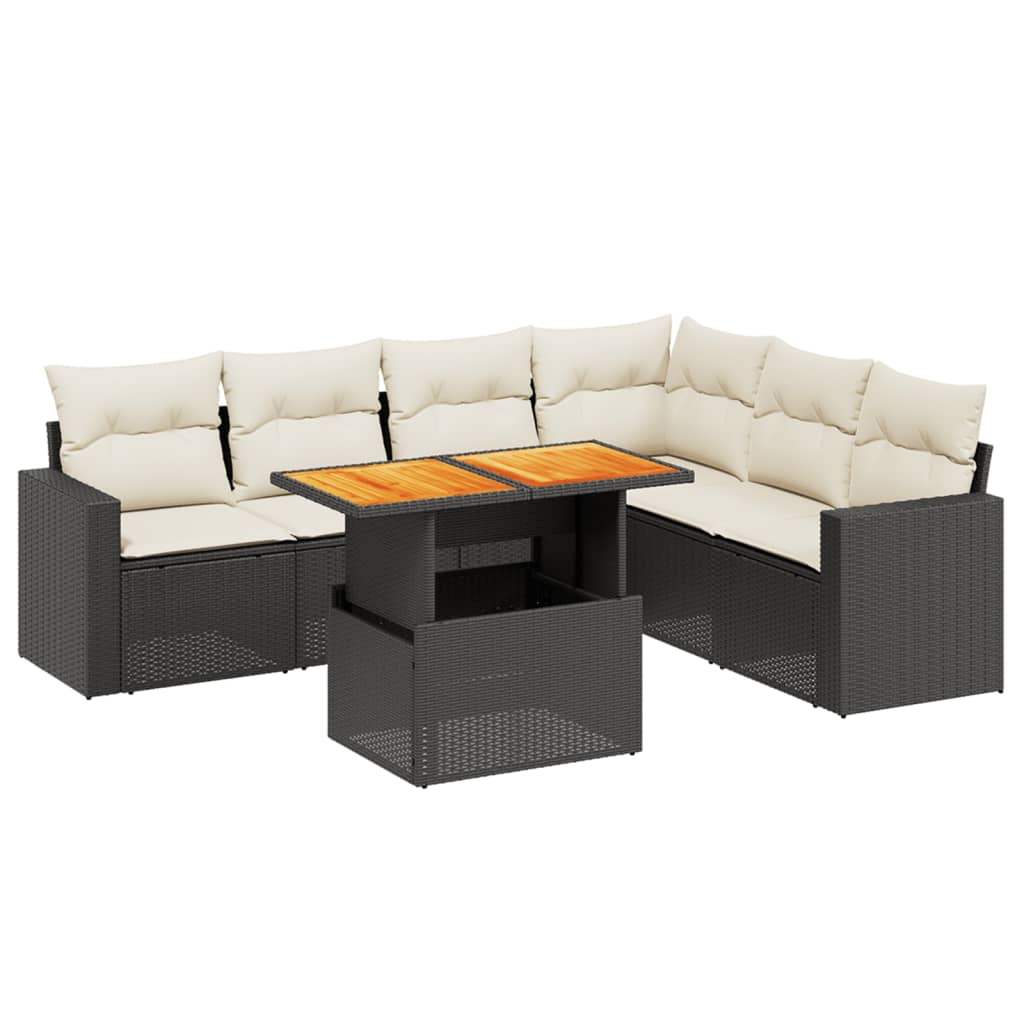 Set Divani da Giardino con Cuscini 7pz Nero Polyrattan - homemem39