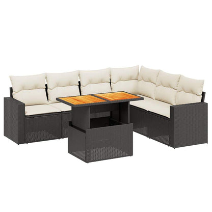Set Divani da Giardino con Cuscini 7pz Nero Polyrattan - homemem39