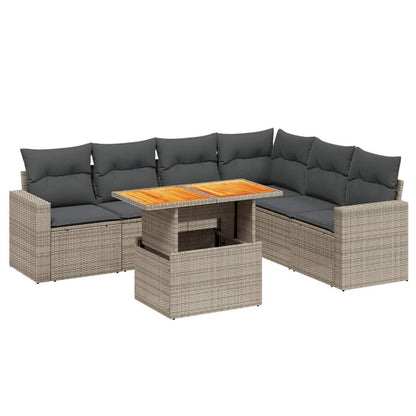 Set Divani da Giardino 7 pz con Cuscini Grigio in Polyrattan - homemem39