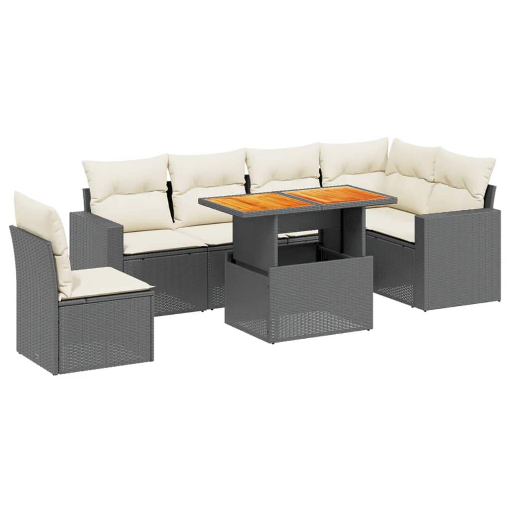 Set Divani da Giardino con Cuscini 7pz Nero Polyrattan - homemem39