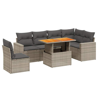 Set Divani da Giardino 7 pz con Cuscini Grigio in Polyrattan - homemem39