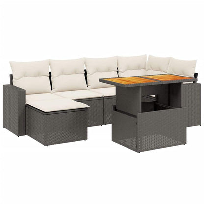Set Divani da Giardino con Cuscini 7pz Nero Polyrattan - homemem39