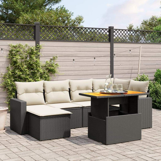 Set Divani da Giardino con Cuscini 7pz Nero Polyrattan - homemem39