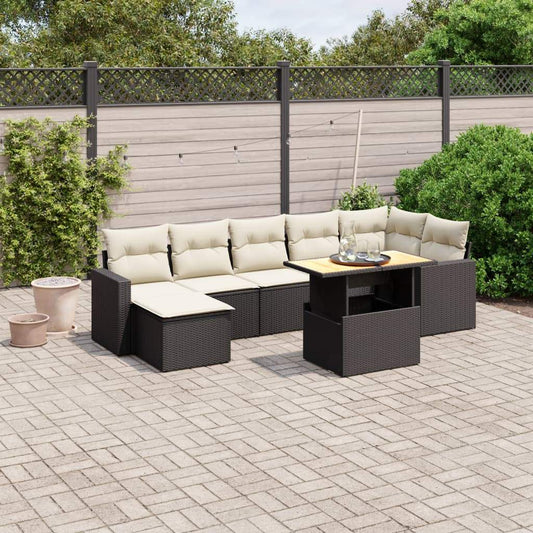 Set Divani da Giardino con Cuscini 8 pz Nero in Polyrattan - homemem39