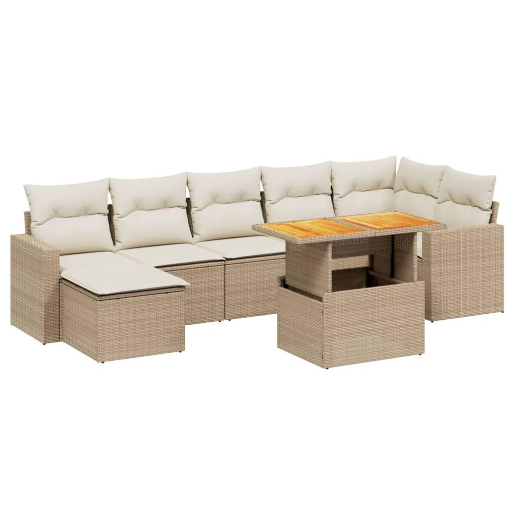 Set Divano da Giardino 8 pz con Cuscini Beige in Polyrattan - homemem39