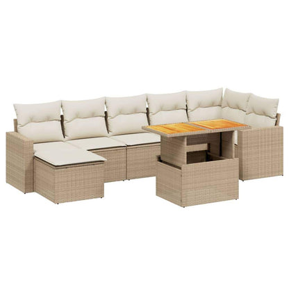 Set Divano da Giardino 8 pz con Cuscini Beige in Polyrattan - homemem39