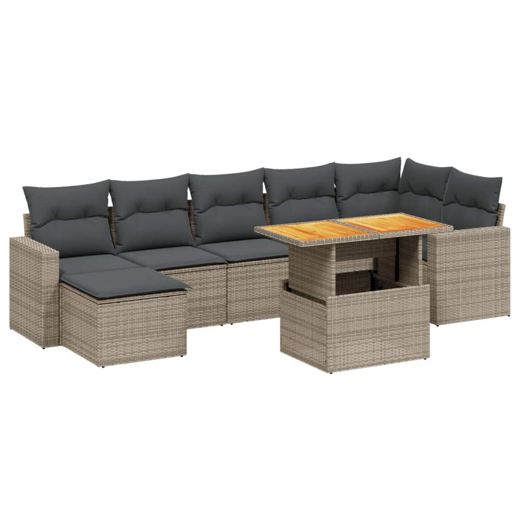 Set Divano da Giardino 8 pz con Cuscini Grigio in Polyrattan - homemem39