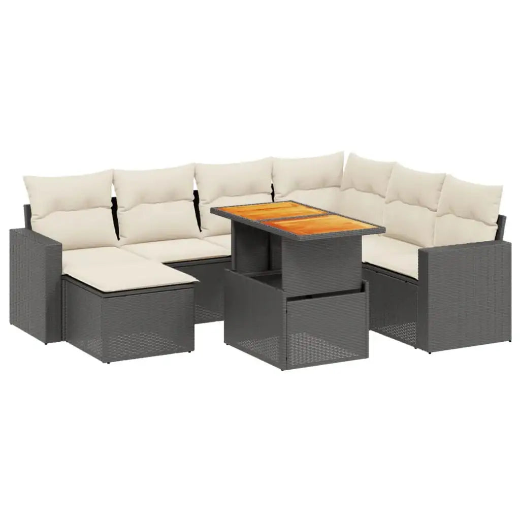Set Divani da Giardino con Cuscini 8 pz Nero in Polyrattan - homemem39