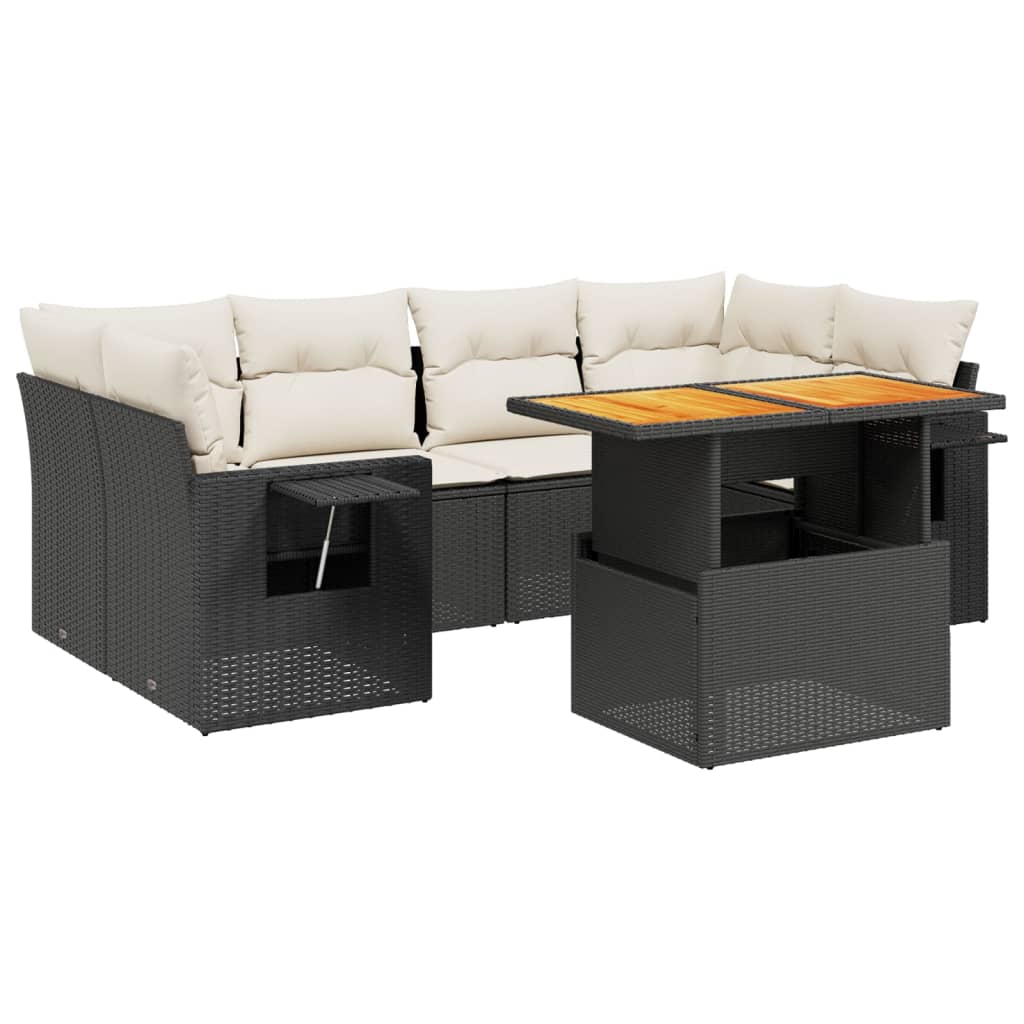 Set Divani da Giardino con Cuscini 7pz Nero Polyrattan - homemem39