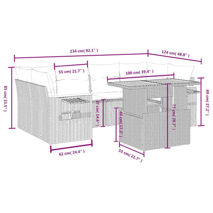 Set Divani da Giardino con Cuscini 7pz Nero Polyrattan - homemem39