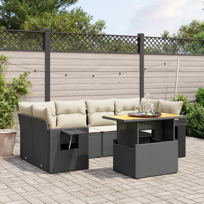 Set Divani da Giardino con Cuscini 7pz Nero Polyrattan - homemem39
