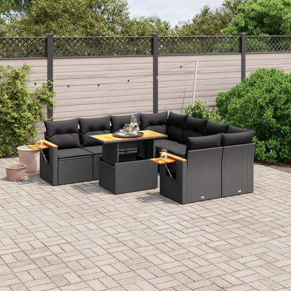 Set Divani da Giardino con Cuscini 8 pz Nero in Polyrattan - homemem39