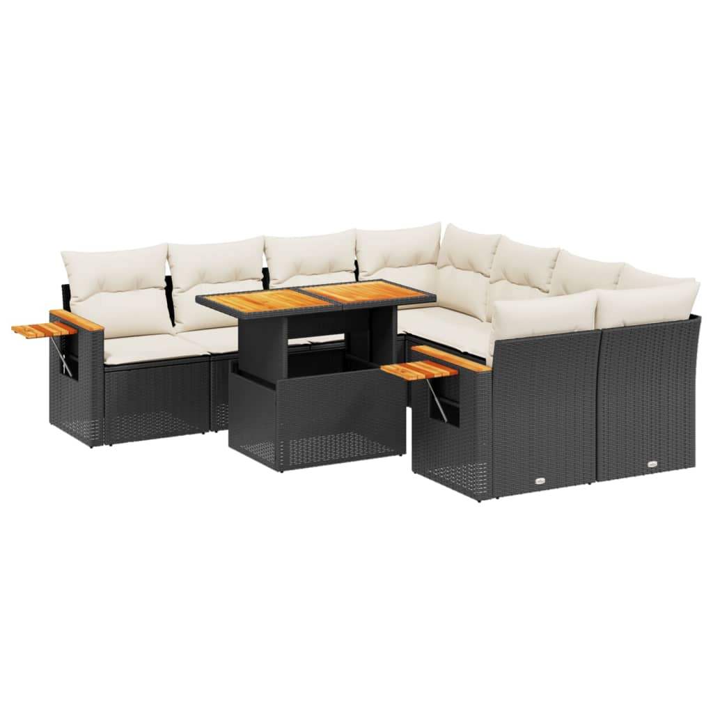 Set Divani da Giardino con Cuscini 8 pz Nero in Polyrattan - homemem39