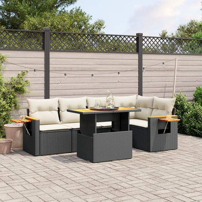 Set Divano da Giardino 6 pz con Cuscini Nero in Polyrattan - homemem39