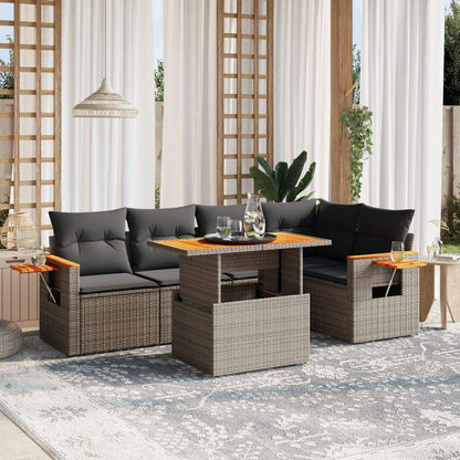 Set Divano da Giardino 6 pz con Cuscini Grigio in Polyrattan - homemem39
