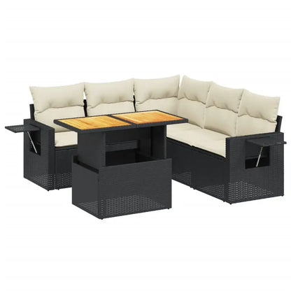 Set Divano da Giardino 6 pz con Cuscini Nero in Polyrattan - homemem39