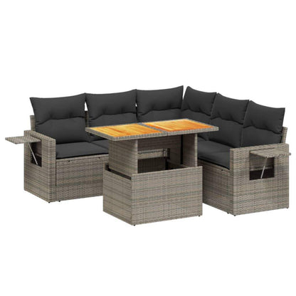 Set Divano da Giardino 6 pz con Cuscini Grigio in Polyrattan - homemem39