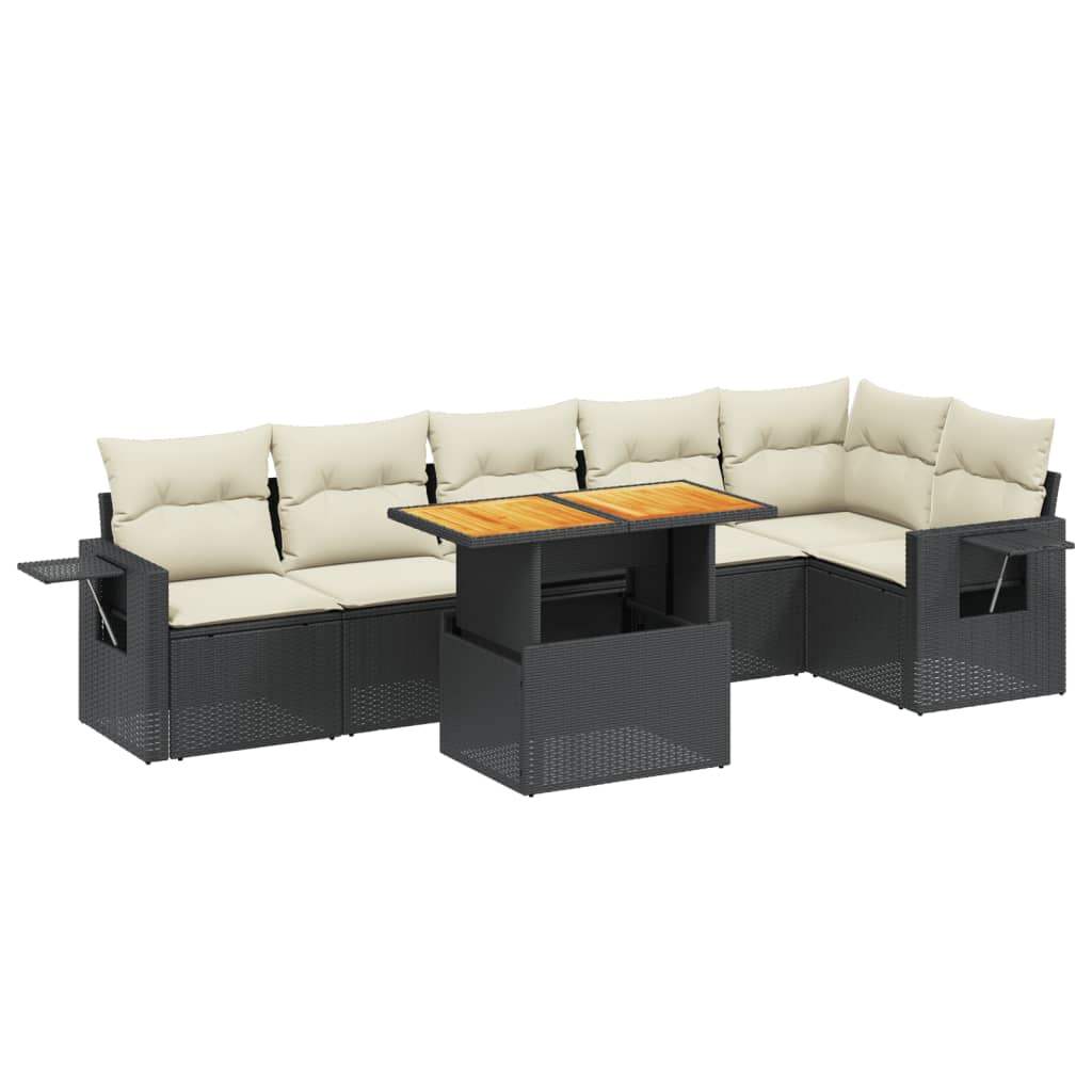Set Divani da Giardino con Cuscini 7pz Nero Polyrattan - homemem39